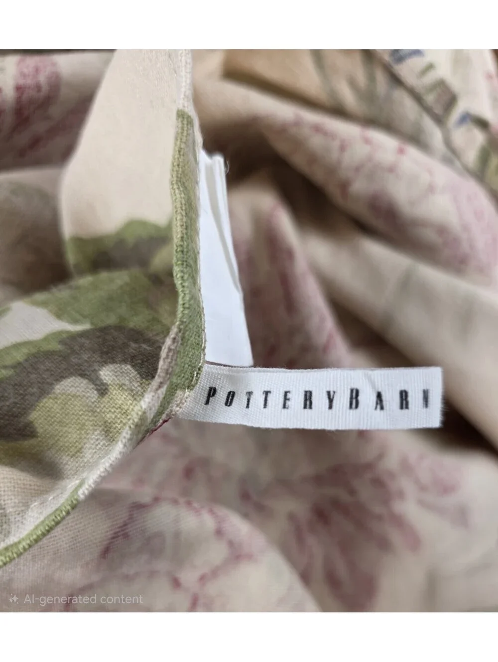 Pottery Barn Linen Blend King Duvet Cover Floral Marla Multicolored Pre-owned